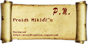 Preidt Miklós névjegykártya